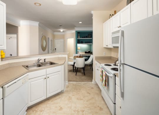 Fully Furnished Kitchen With Stainless Steel Appliances at Abberly Place at White Oak Crossing Apartments, HHHunt Corporation, North Carolina, 27529
