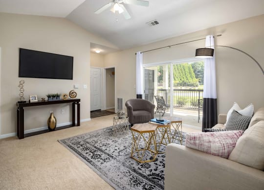 Large Living Room at Abberly Woods Apartment Homes, Charlotte, NC 28216