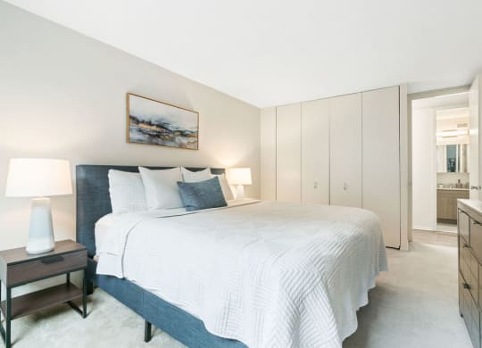 Gold Coast Chicago apartment bedroom with large closet at Elm Street Plaza apartment building