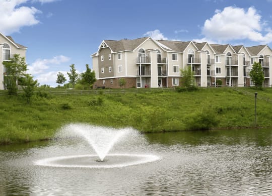 Pond with Fountain at Autumn Lakes Apartments and Townhomes, Indiana
