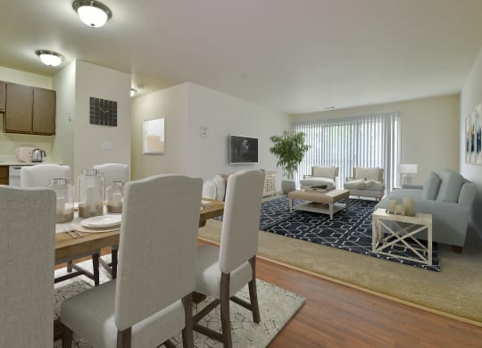 Kitchen and Living room at Grand Bend Club Apartments, Grand Blanc, MI