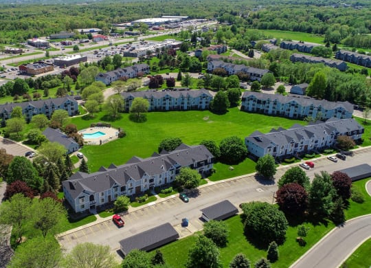 Community Aerial View at Gull Prairie/Gull Run Apartments and Townhomes, Kalamazoo, MI