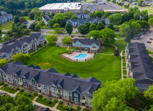 Aerial View Of The Community at Hurwich Farms Apartments, Indiana