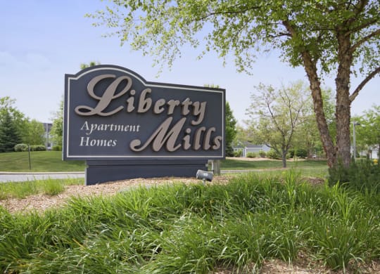 Welcoming Property Signage at Liberty Mills Apartments, Fort Wayne