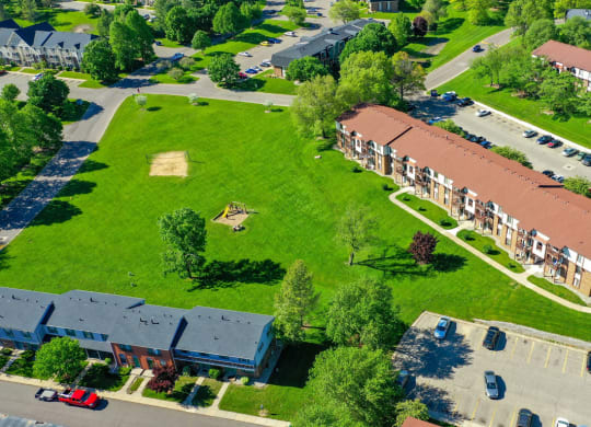 Courtyard Aerial View at Seville Apartments, Michigan