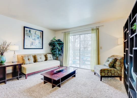 Model Living Room at Bay Pointe Apartments, Lafayette, Indiana