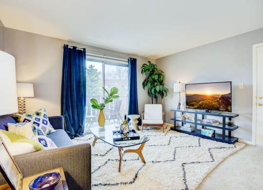 Living Room With Expansive Window at Polo Run Apartments, Greenwood, IN, 46142