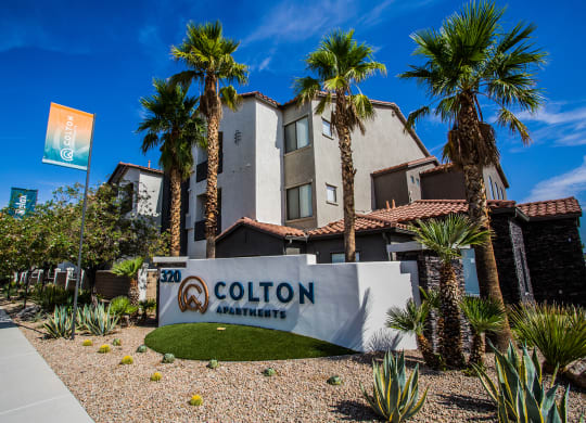 Colton Apartments Monument Sign from Curb