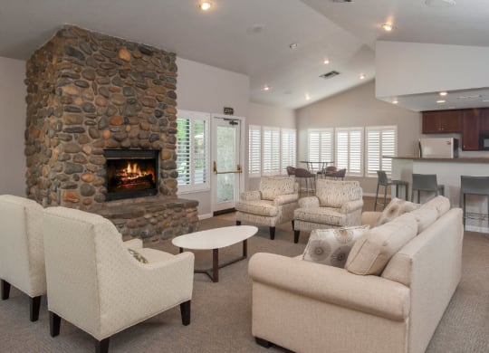Zinfandel Village Clubhouse Seating Area & Fireplace