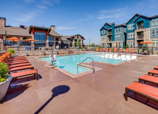 Sundeck and pool at Windsor at Pinehurst, Lakewood, Colorado