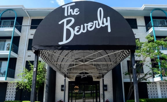 a view of the exterior of the beverly apartments