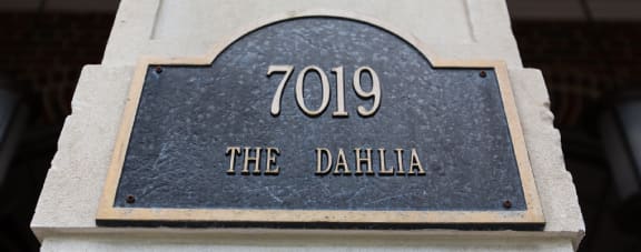 street address on exterior of the dahlia apartments in washington dc