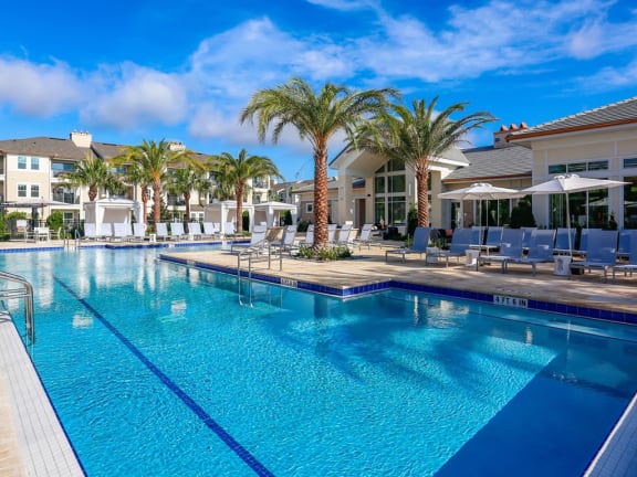 Salt water, heated pool with spa at Oasis Shingle Creek in Kissimmee, FL