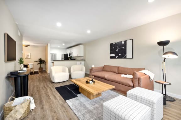 Two Bedroom Apartments in Woodland Hills CA - Reserve at Warner Center - Living Room with Wood-Style Flooring