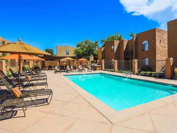 Pool & Pool Patio at tierra pointe apartments in Albuquerque, nm
