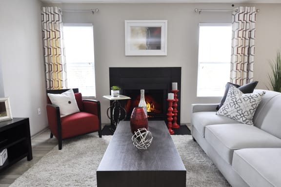Modern Living Room With Fireplace at The Metropolitan, Kentucky, 40517