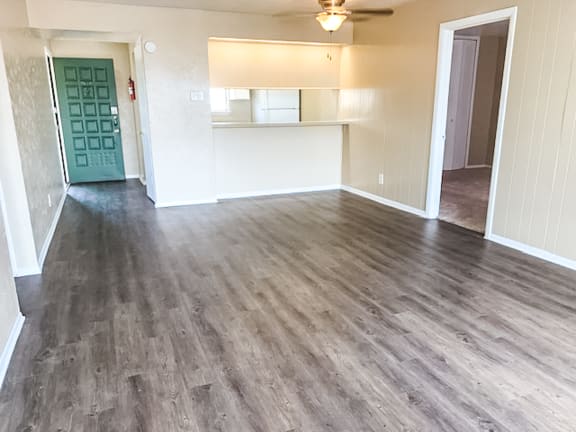 Model Unit Living Room at Woodlands of Plano Apartments in Plano, TX