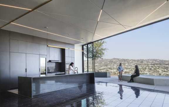 a view of the kitchen and living area from the top of the building