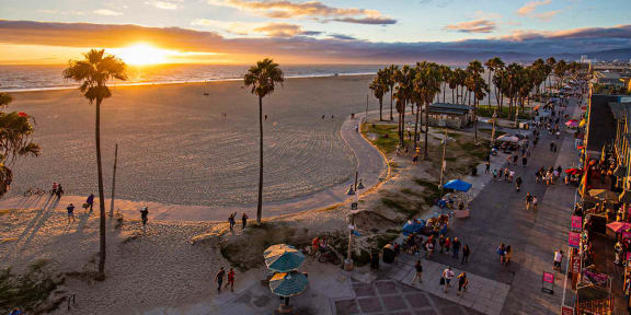 Venice Beach Aerial View - Sand & Sunset