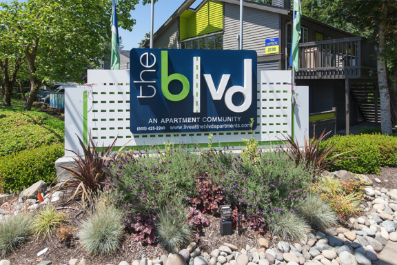 The BLVD exterior signage to entrance