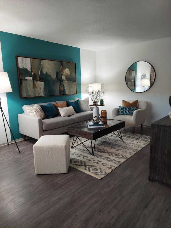 The Jaunt apartments in Charleston South Carolina photo of living room with hardwood flooring