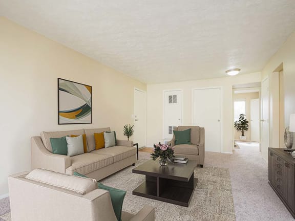 Spacious living room area at georgetowne apartments