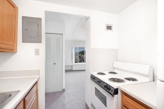 Apartment kitchen at Bridgeville Tower Bridgeville, Pennsylvania.
