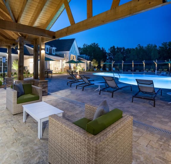 Poolside Sundeck And Grilling Area at Crossings of Dawsonville, Dawsonville, GA
