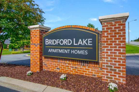 Entrance Signage at Bridford Lake Apartments, Greensboro, 27407