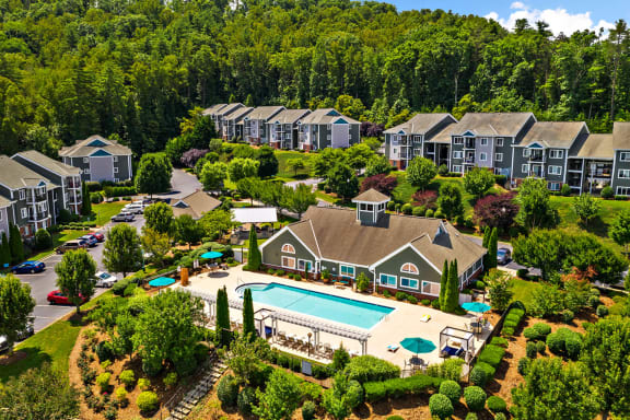 Aerial view of Pool at Heritage at the Peak, Asheville