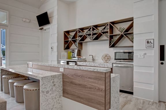 Clubhouse coffee bar at York Woods at Lake Murray Apartment Homes, Columbia