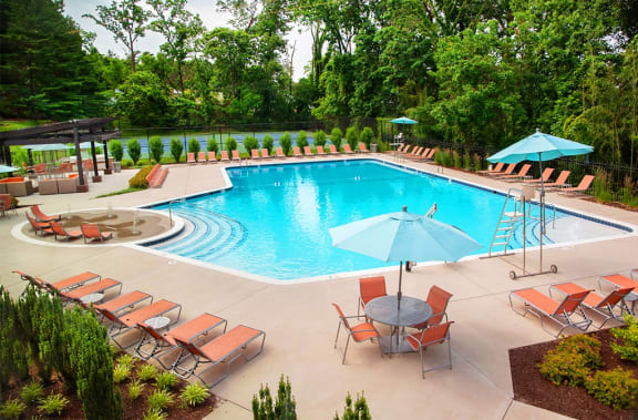 Overhead View of Swimming Pool and Sundeck  at Padonia Village Apartments, Timonium, MD, 21093