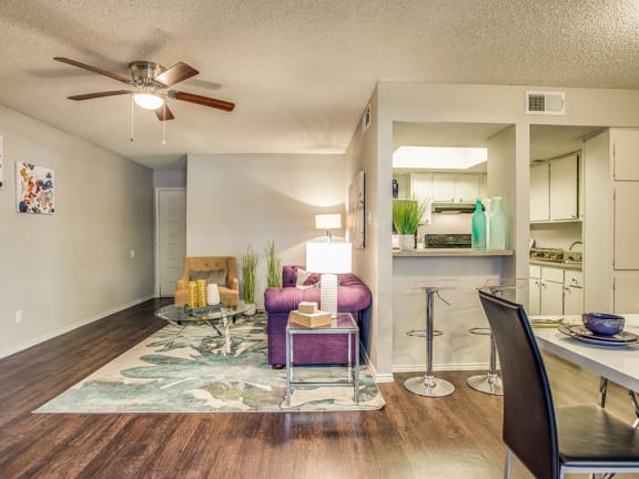 Dining Room and Kitchen View at Newport Apartments, CLEAR Property Management, Irving, Texas