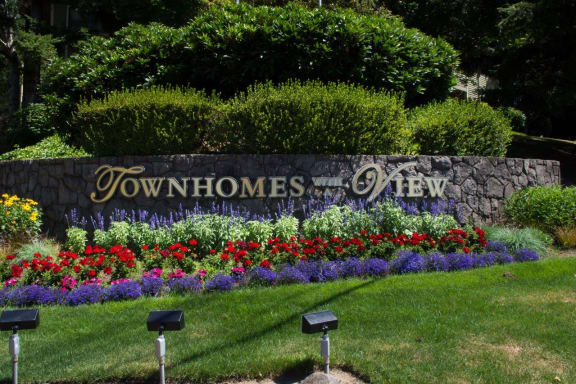 Townhomes with a View Exterior Monument Sign and Landscaping
