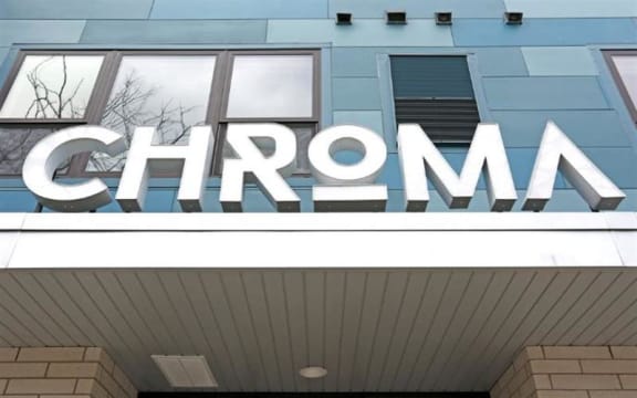 Front Entrance Sign At Chroma Apartments In Minneapolis, MN