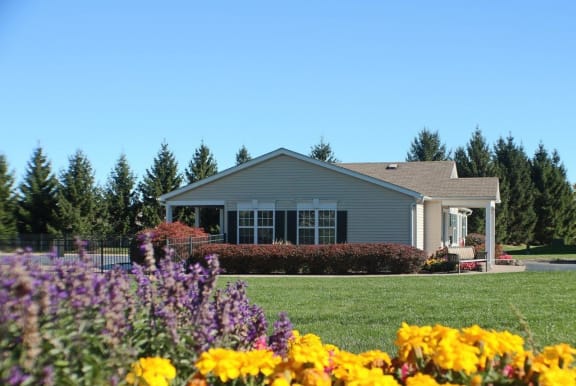 Beautiful Flowers and Green Lawn at Stone Hedge Village Townhouses, Farmington, NY