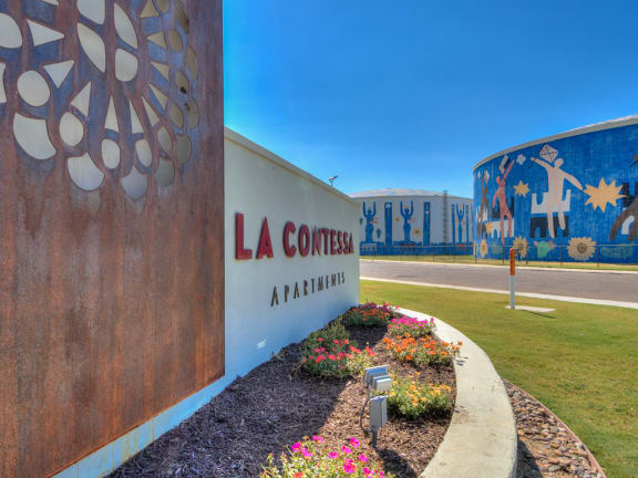 Monument Sign at La Contessa Luxury Apartments, Laredo