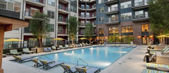 Image of the pool and the sky deck at our community