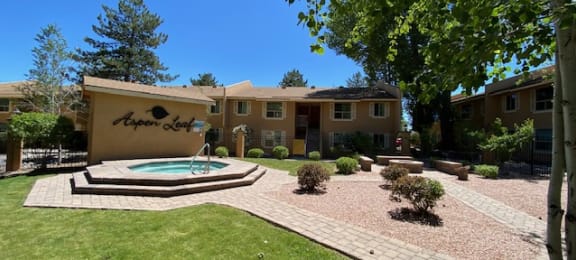 Hot tub at Aspen Leaf Apartments in Flagstaff Arizona July 2020
