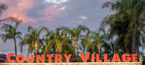 Country Village Property Sign at Country Village Apartments, Jurupa Valley, CA