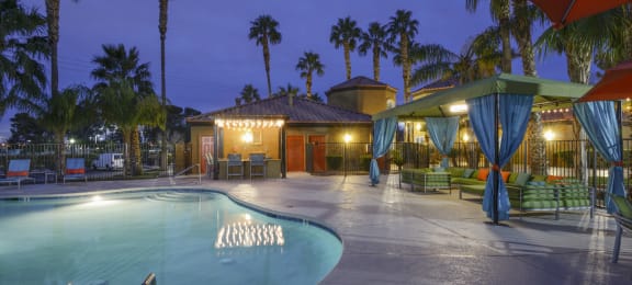 Lounge Swimming Pool With Cabana at Sedona at Lone Mountain, North Las Vegas