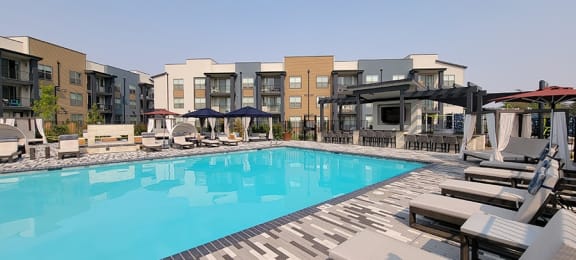 Azure Apartments in Sparks NV pool with lounge seating and umbrellas