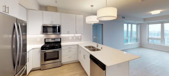 Model Kitchen in Chroma 2-Bedroom at Mezzo Apartments in Minneapolis