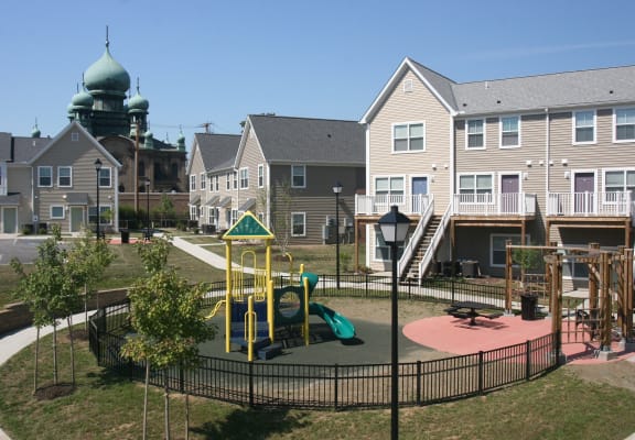 Playground and Apartment building-Tremont Pointe Apartments, Cleveland, OH 44113