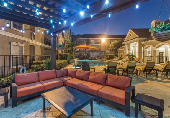 Poolside Lounge Area at Estates at Bellaire, Texas, 77081