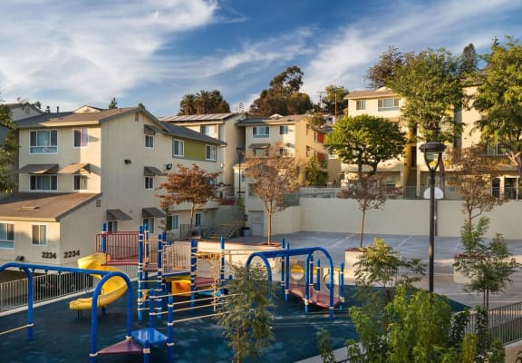 Apartment playground area at Mission Plaza Apartments, Los Angeles, CA