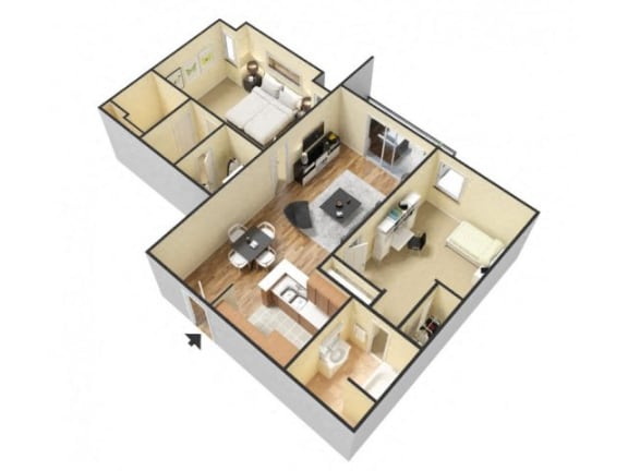 2 Bed 2 Bath Floor Plan