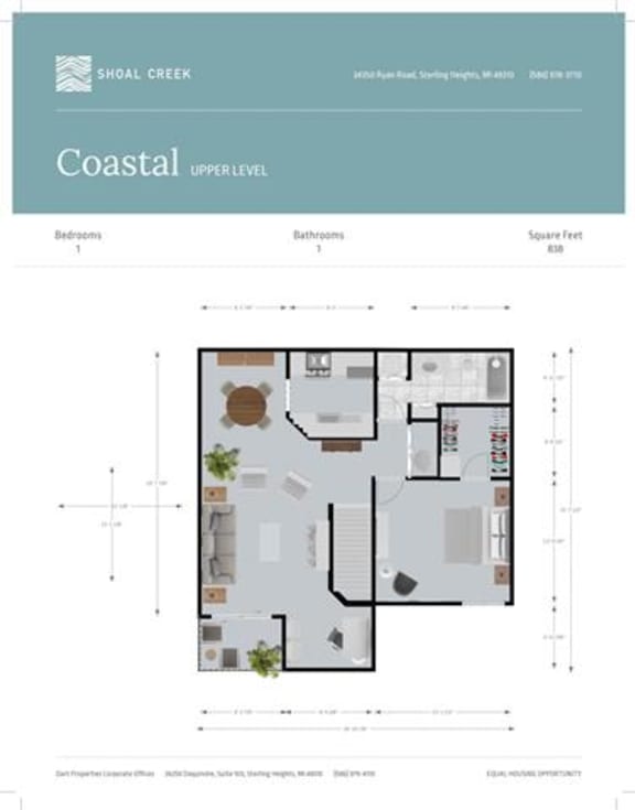 Floor Plans of Shoal Creek Apartments in Sterling Heights, MI
