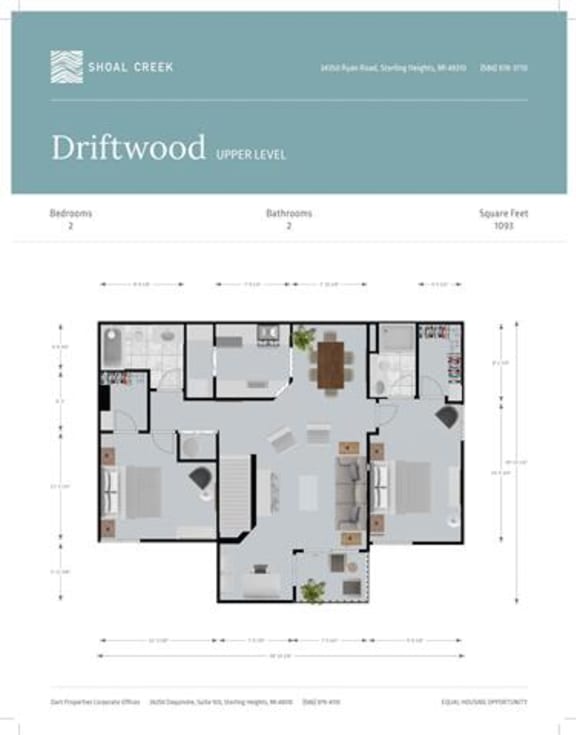 Floor Plans of Shoal Creek Apartments in Sterling Heights, MI