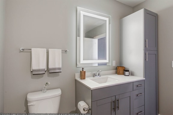 waterford bluffs apartments bathroom backlit mirrors